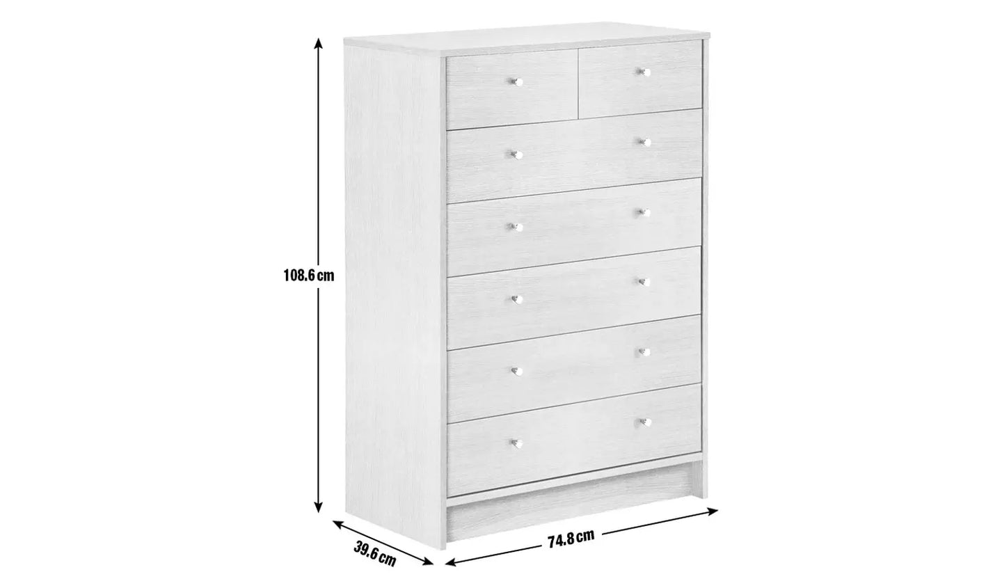 Assembled Malibu 7 Drawer Chest - Black Oak Effect